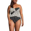 Lands' End Slender Suit Shine Bandeau Tummy Control Chlorine Resistant High Leg One Piece Swimsuit
