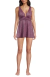 Lands' End Slender Suit Shine U-wire Swim Dress Swimsuit In Purple
