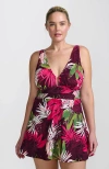 Lands' End Slender Suit Shine U-wire Swim Dress Swimsuit In Multi