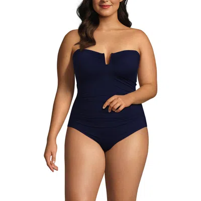 Lands' End Slender Suit Tummy Control U-wire Bandeau One Piece Swimsuit