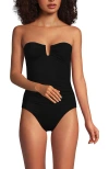 Lands' End Slender Suit Tummy Control U-wire Bandeau One Piece Swimsuit In Black