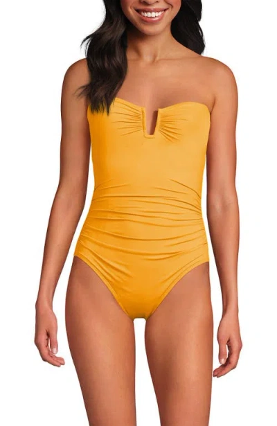 Lands' End Slender Suit Tummy Control U-wire Bandeau One Piece Swimsuit In Sweet Mango