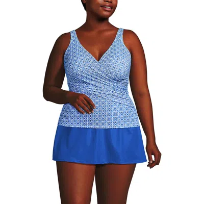 Lands' End Slender Suit Tummy Control Wrap Tankini Swimsuit Top