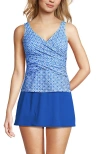 Lands' End Slender Suit Tummy Control Wrap Tankini Swimsuit Top