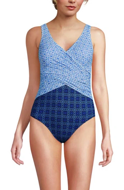 Lands' End Slender Suit Wrap One Piece Swimsuit