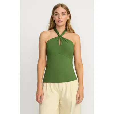 Lands' End Slender Twist Front Halter Top In Green