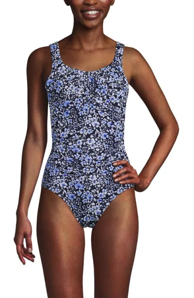Lands' End Slendersuit Carmela One Piece Swimsuit In Blue