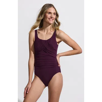 Lands' End Slendersuit Carmela One Piece Swimsuit In Purple