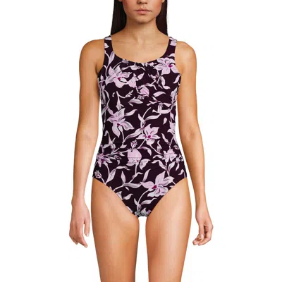 Lands' End Slendersuit Carmela One Piece Swimsuit In Purple