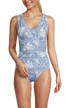 Lands' End Plus Size Long Slender Suit Grecian Tummy Control Chlorine Resistant One Piece Swimsuit