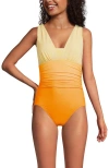 Lands' End Plus Size Long Slender Suit Grecian Tummy Control Chlorine Resistant One Piece Swimsuit