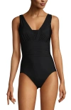 Lands' End Slender Suit Grecian One Piece Swimsuit In Black