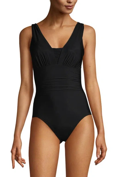 Lands' End Slender Suit Grecian One Piece Swimsuit In Black