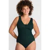 Lands' End Slendersuit Grecian Tummy Control Chlorine Resistant One Piece Swimsuit In Deep Balsam