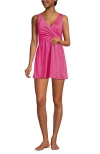 Lands' End Slendersuit V-neck Wrap Swim Dress One Piece Swimsuit Adjustable Straps