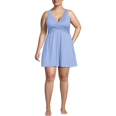 LANDS' END LANDS' END PLUS SIZE SLENDERSUIT WRAP SWIM DRESS SWIMSUIT