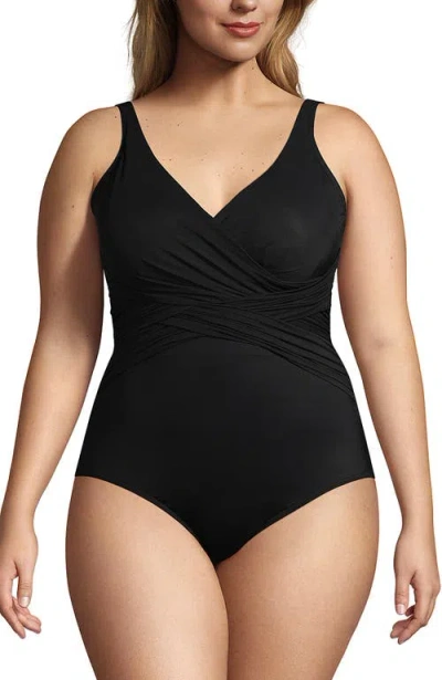LANDS' END LANDS' END SLENDERSUIT WRAP ONE PIECE SWIMSUIT