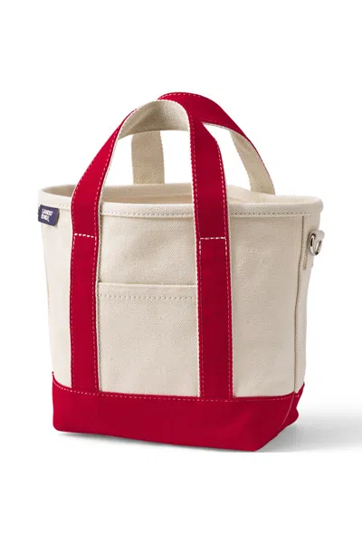 Lands' End Small 3 Pocket Open Top Canvas Tote Bag In Multi