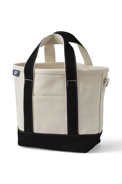 Lands' End Small 3 Pocket Open Top Canvas Tote Bag In Black