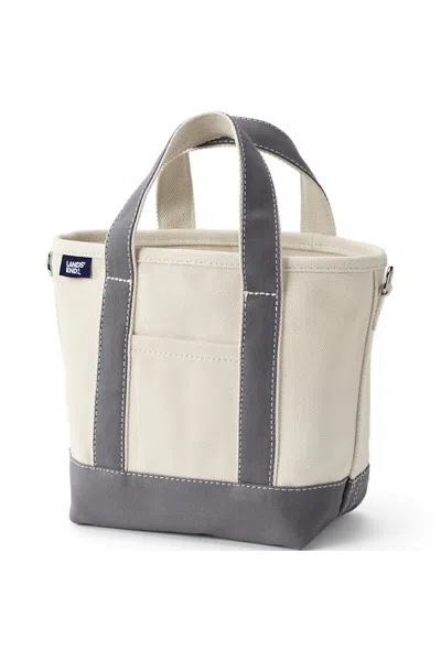 Lands' End Small 3 Pocket Open Top Canvas Tote Bag In Red