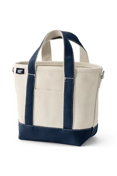 Lands' End Small 3 Pocket Open Top Canvas Tote Bag In Pink