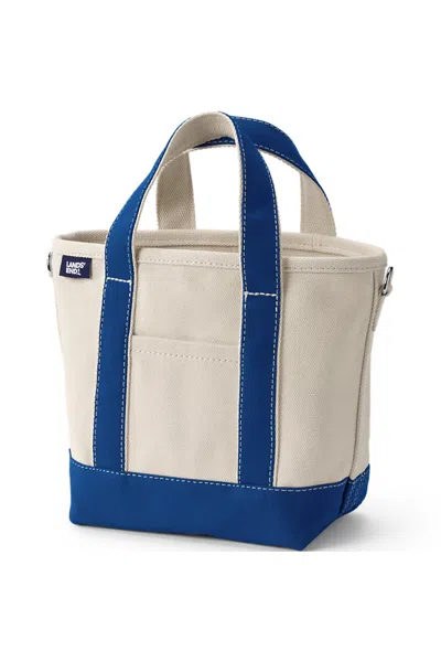 Lands' End Small 3 Pocket Open Top Canvas Tote Bag In White