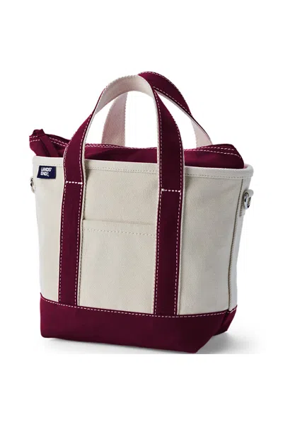 Lands' End Small 3 Pocket Zip Top Canvas Tote Bag In Ivory