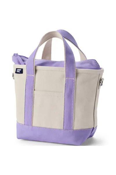 Lands' End Small 3 Pocket Zip Top Canvas Tote Bag In Ivory