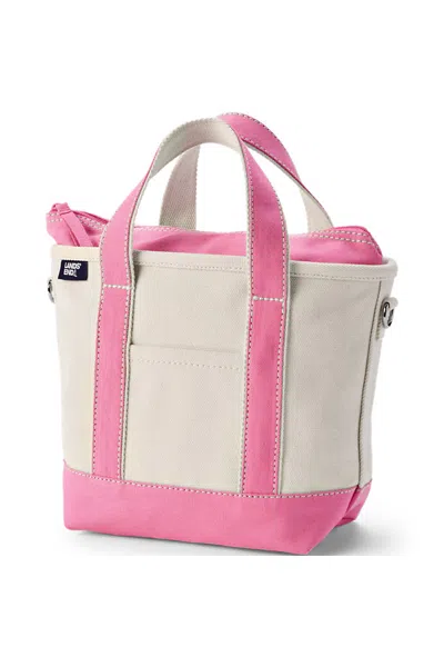 Lands' End Small 3 Pocket Zip Top Canvas Tote Bag In Blue