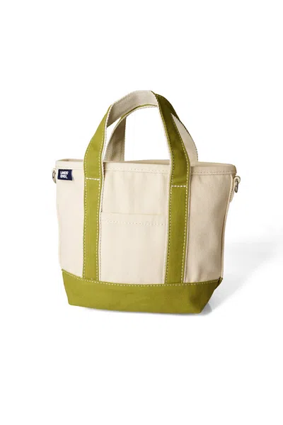 Lands' End Small 3 Pocket Zip Top Canvas Tote Bag In White