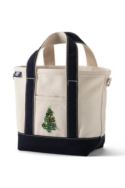Lands' End Small Applique Open Top Canvas Tote In Ivory