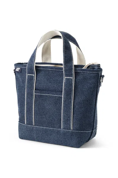 Lands' End Small Denim Zip Top Tote Bag In Blue
