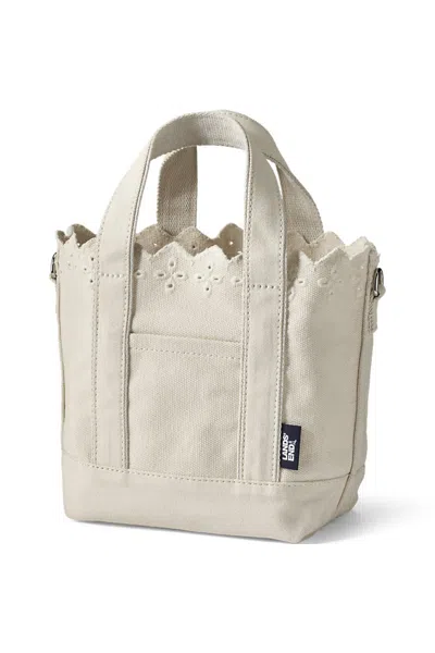 Lands' End Small Eyelet Canvas Open Top Tote In Ivory
