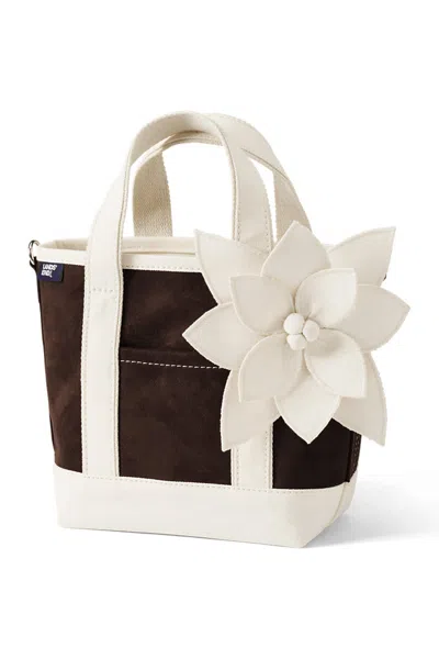 Lands' End Small Faux Suede Applique Open Top Tote Bag In Brown