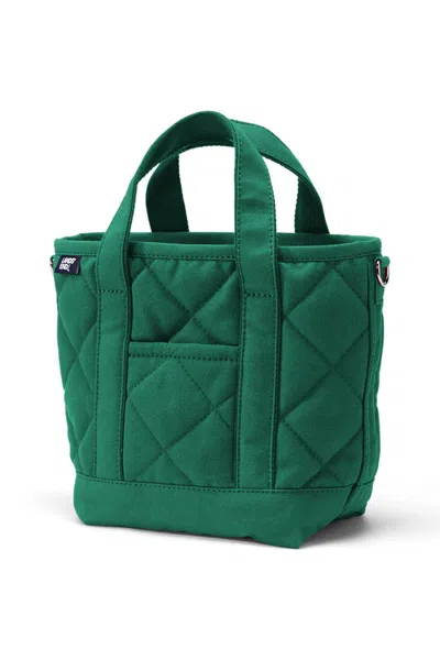 Lands' End Small Quilted Canvas Open Top Tote In Green