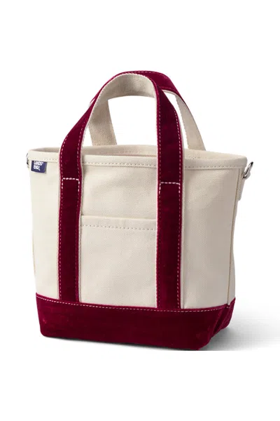 Lands' End Small Velvet Open Top Canvas Tote In Ivory