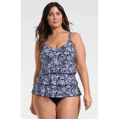Lands' End Smoothing Control Ruffle Fauxkini One Piece Swimsuit In Blue