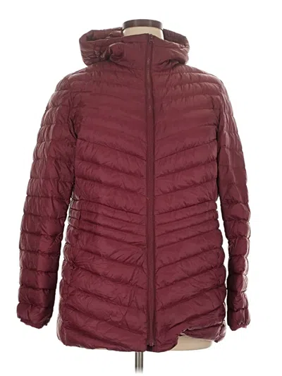 Pre-owned Lands' End Snow Jacket In Burgundy
