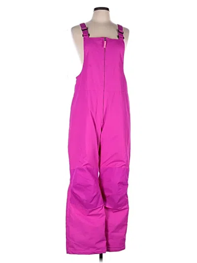 Pre-owned Lands' End Snow Pants With Bib In Pink