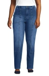 Lands' End Soft Denim High Rise Rail Straight Leg Utility Jeans In Blue