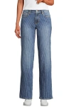 Lands' End Soft Denim Mid Rise Boyfriend Jeans In Beau Blue Stripe