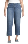 Lands' End Soft Denim Mid Rise Relaxed Straight Crop Jeans In Blue