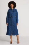 Lands' End Soft Denim Midi Shirt Dress In Valletta Blue Wash