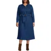 Lands' End Plus Size Soft Denim Midi Shirt Dress In Valletta Blue Wash