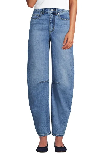 Lands' End Soft Denim Relaxed Barrel Leg Ankle Jeans In Blue