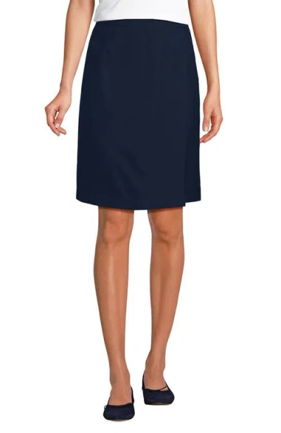 Lands' End Solid A Line Tab Skort Top Of Knee In Blue