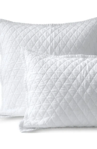 Lands' End Solid Diamond Double Voile Pillow Sham In White