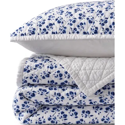 Lands' End Solid Diamond Double Voile Quilt In Blue
