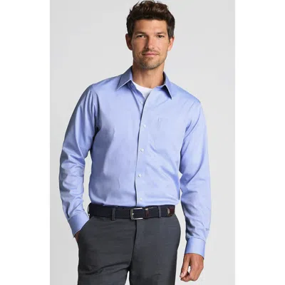 Lands' End Solid No Iron Supima Pinpoint Straight Collar Dress Shirt In Blue