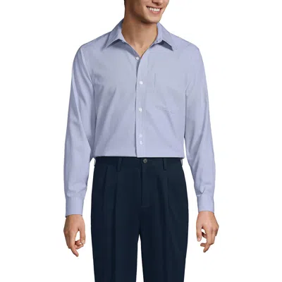 LANDS' END LANDS' END SOLID NO IRON SUPIMA PINPOINT STRAIGHT COLLAR DRESS SHIRT